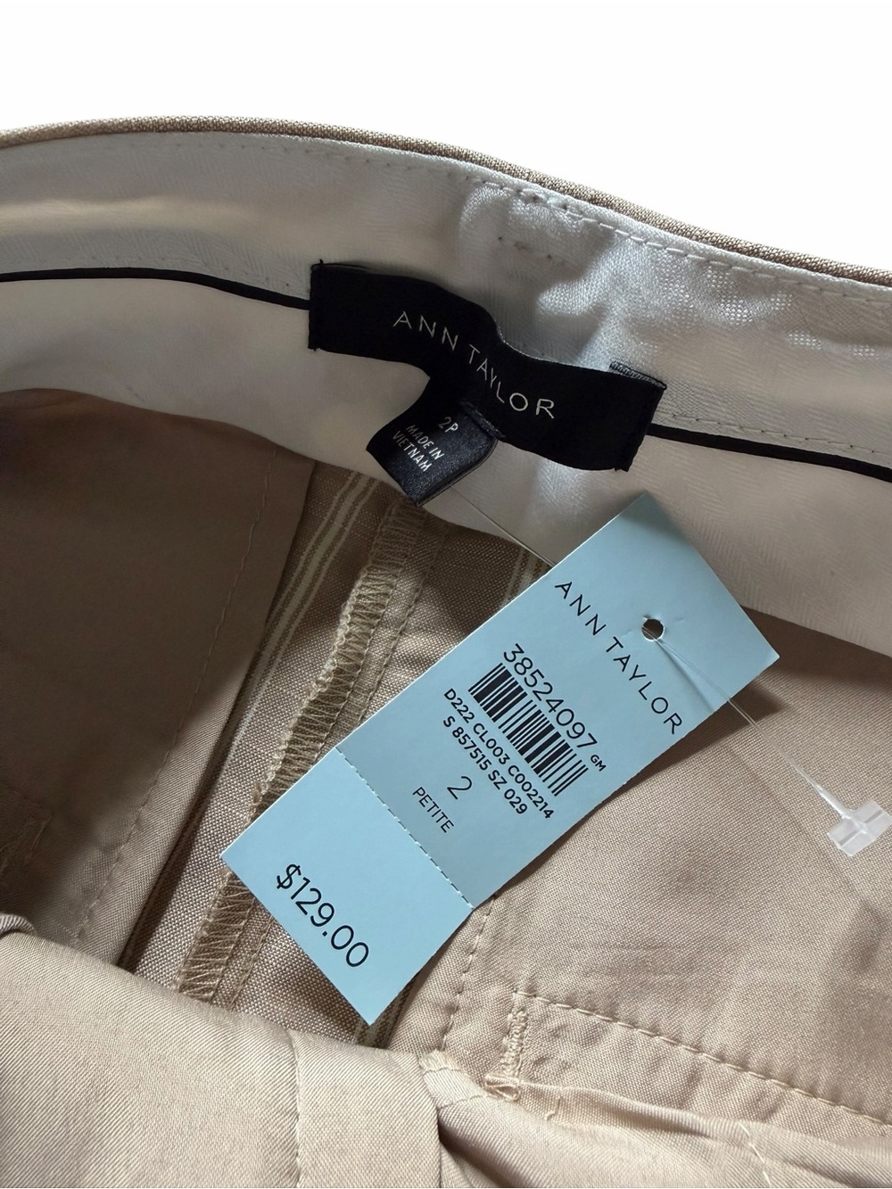 ANN‎ TAYLOR Tan White Striped Wide Leg Linen Blend Pants Women's Size 2P NWT - Picture 5 of 7